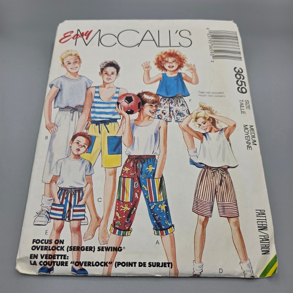 Vintage 1988 Easy McCalls 3659 Kids Pants Shorts Sewing Pattern Size Medium 8-10